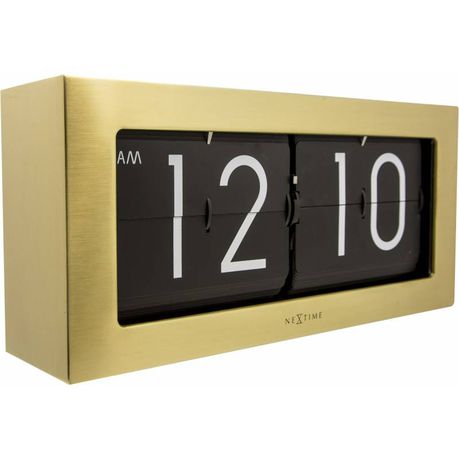 NeXtime 36cm Big Flip Metal Wall or Table Clock - Gold