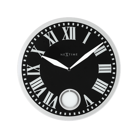 NeXtime 43cm Romana Glass Round Wall Clock - Black