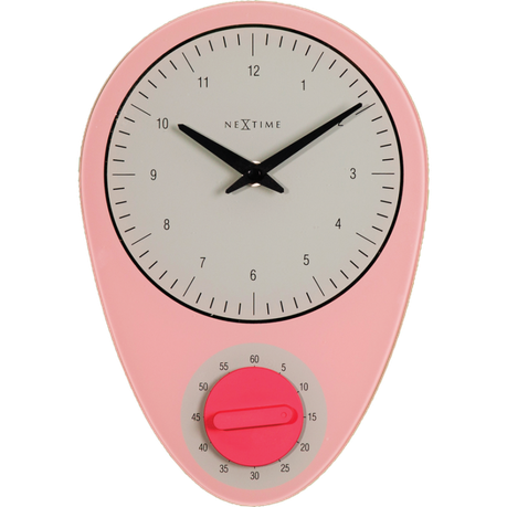 NeXtime 27.5cm Hans Glass Kitchen Wall Clock - Pink