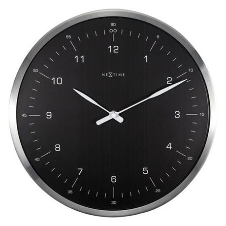 NeXtime 33cm "60 Seconds" Glass/Metal Round Wall Clock - Black