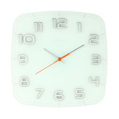 NeXtime 30 x 30 x 3.5cm Classy Square Glass Wall Clock - Green