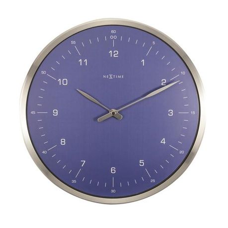 NeXtime 33cm "60 Seconds" Glass/Metal Round Wall Clock - Blue