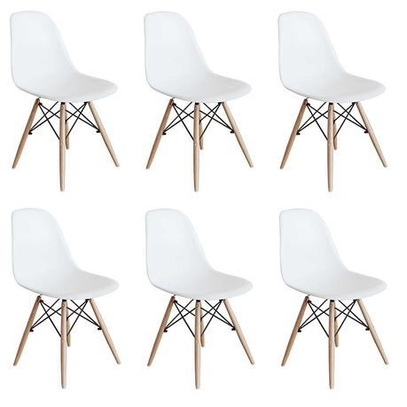 6 x Wooden Leg Chairs - White