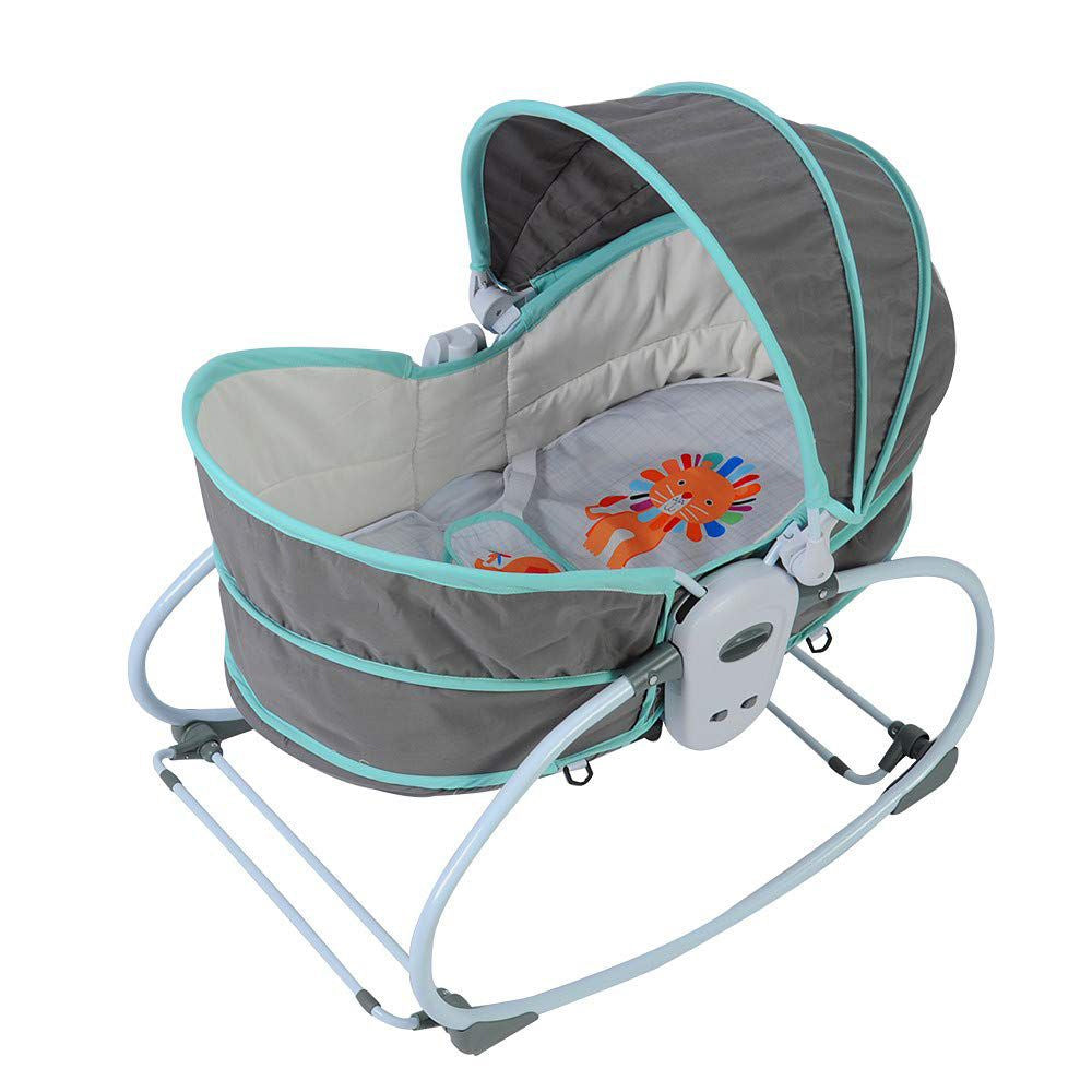 Konig Kids Rocking Bounce Chair with Removable Bassinet & Melody Blue