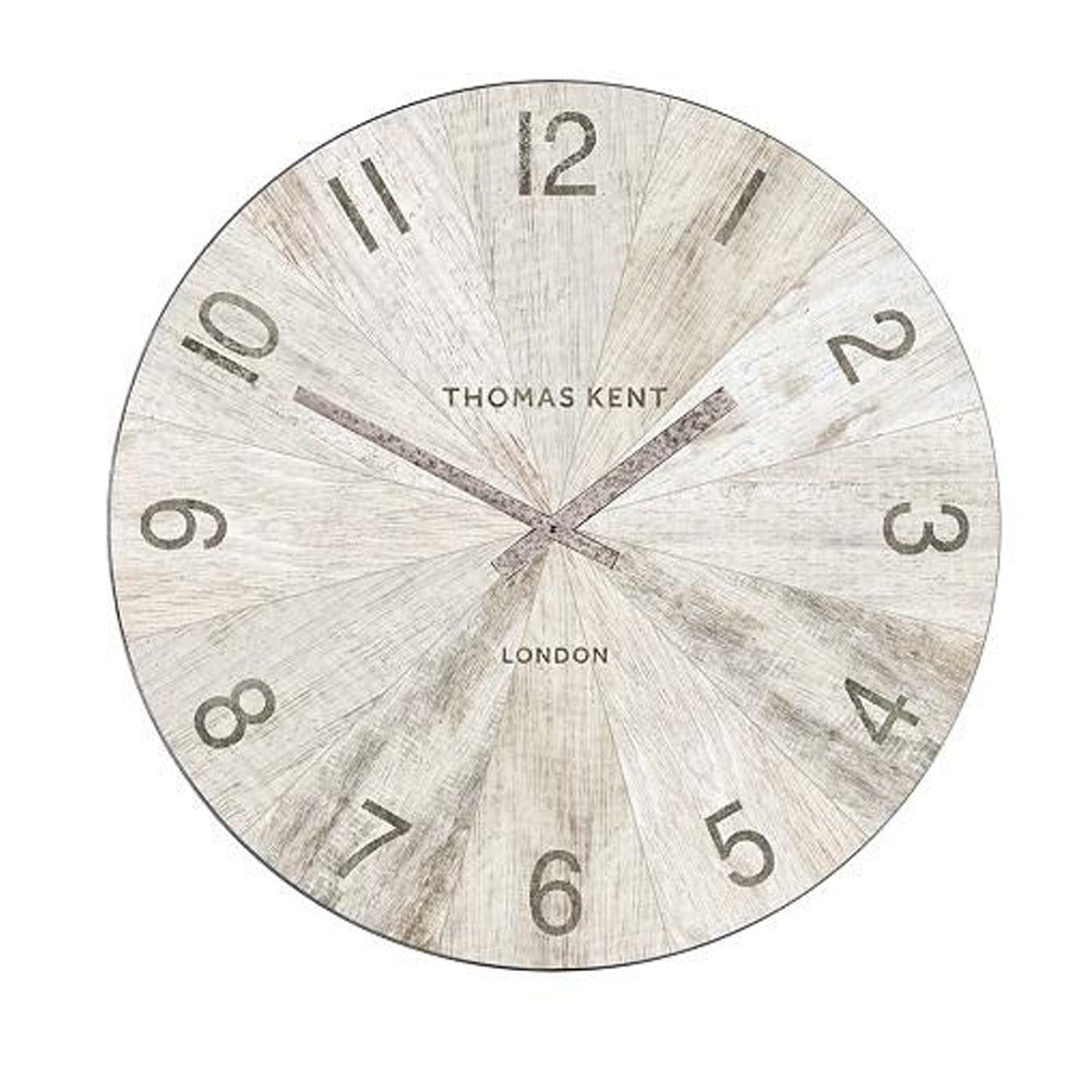 Thomas Kent 17.5cm Wharf Pickled Oak Open Face Round Wall Clock - White