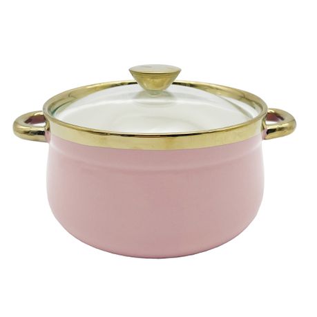 Elegant King 20cm Ceramic Coating 1.2L Serving Pot - Pink Gold