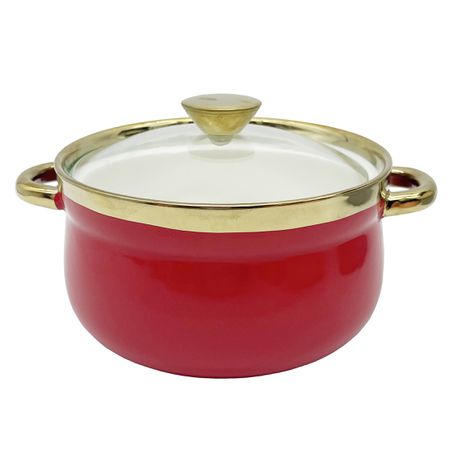 Elegant King 20cm Ceramic Coating 1.2L Serving Pot - Burgundy