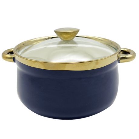 Elegant King 20cm Ceramic Coating 1.2L Serving Pot - Aquamarine