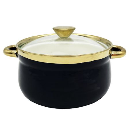 Elegant King 20cm Ceramic Coating 1.2L Serving Pot - Black Rose