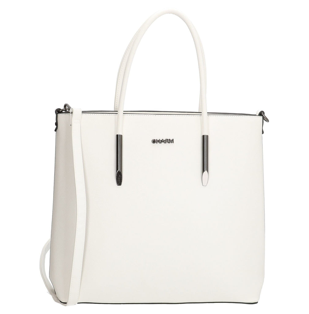 Charm London Birmingham Ladies PU Shopper/Hand Bag - White 16771