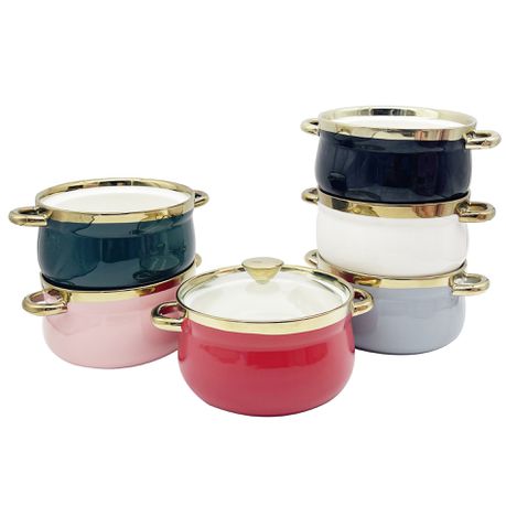 Elegant King 14-Piece Ceramic Coating 1.2L Serving Pot Set - 7 Colors