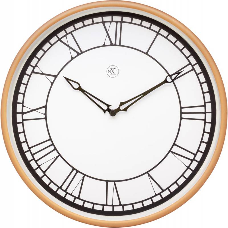 NeXtime 30cm Kyle Plastic Round Wall Clock - White & Matt Rose