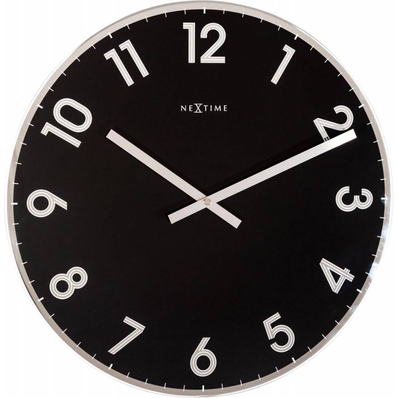 NeXtime 43cm Reflect Glass Round Wall Clock - Black 8190ZW