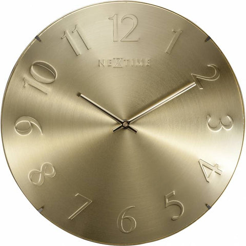 NeXtime 35cm Elegant Dome Shaped Glass Round Wall Clock - Gold